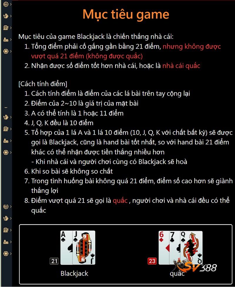 Mục tiêu chơi Blackjack SV388